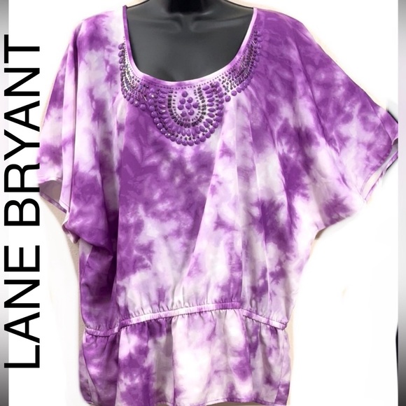 🌟SALE🌟🌼LANE BRYANT Purple Tie Dye Top🌼 - Picture 2 of 13